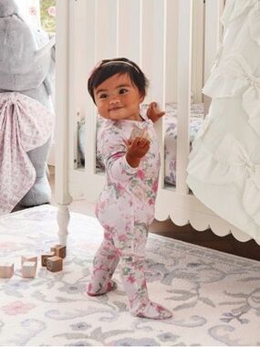 Love shack fancy- Pottery Barn-Floral Pink Baby Footed Pajamas
